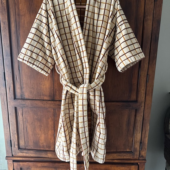 Vintage Heavyweight Terry Check Kimono Robe One Size - Picture 7 of 7